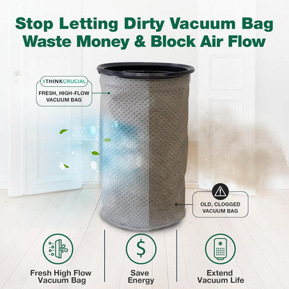 Think Crucial Replacement Reusable Cloth 10QT Vacuum Bag – Compatible 4-Pack 