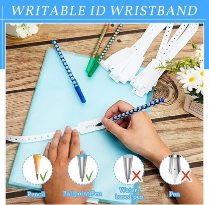 100 Pack White Hospital Wristbands Vinyl ID Bracelets Waterproof Disposable