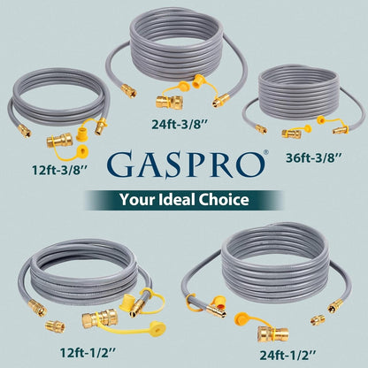 GASPRO 12ft Natural Gas Hose 3/8" ID Low Pressure Quick Connect NG Line