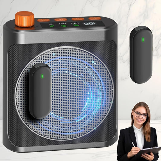 Wireless Voice Amplifier w/ 2 Magnetic Lavalier Mics Bluetooth PA Speaker