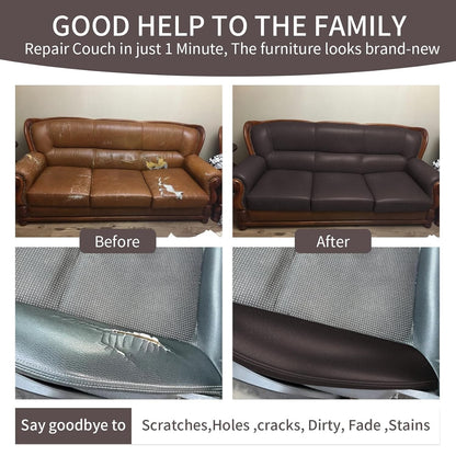Leather Repair Tape Self Adhesive Leather Patch for Couch, Sofas Car Dark Brown