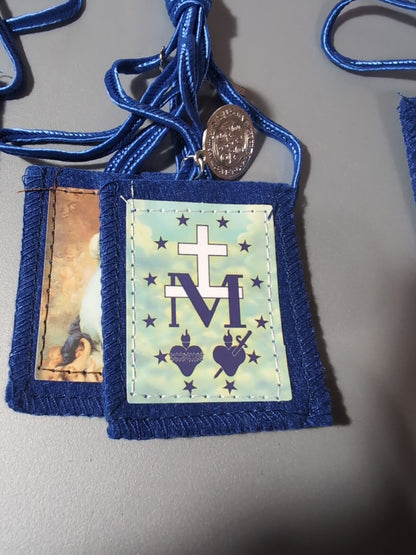 Immaculate Conception Scapulars w/ St Benedict Medal & Crucifix, 7 Pack, 24.5"