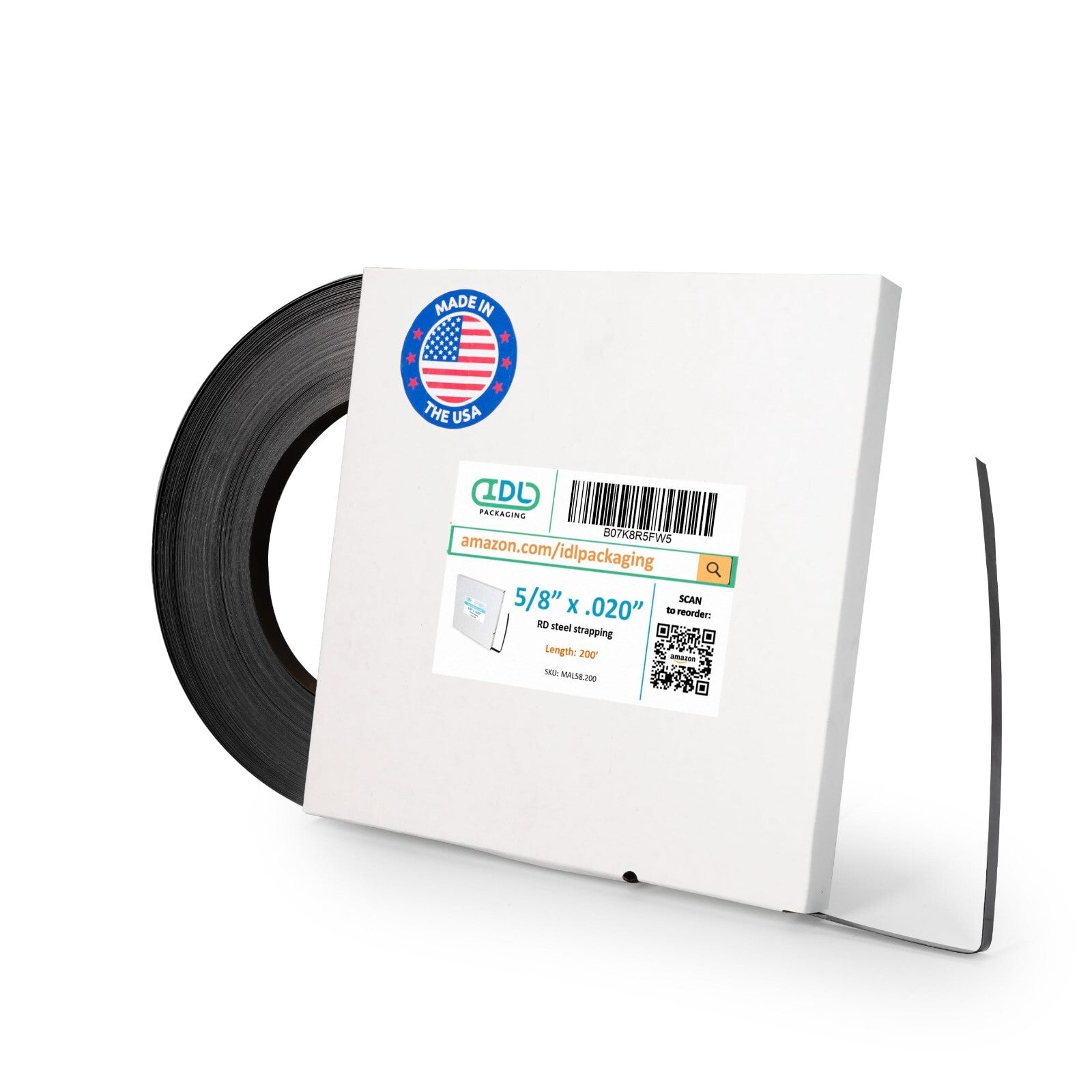 IDL Packaging 5/8" x .020" x 200' Steel Strapping Coil (1400 Lbs Break Strength)
