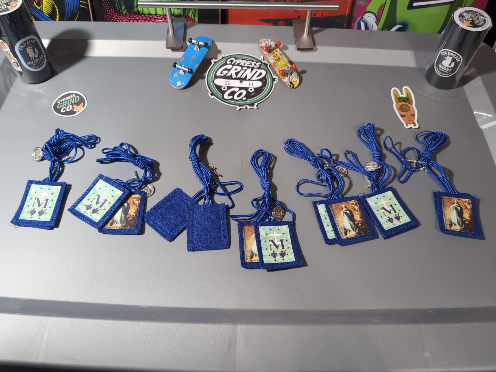 Immaculate Conception Scapulars w/ St Benedict Medal & Crucifix, 7 Pack, 24.5"