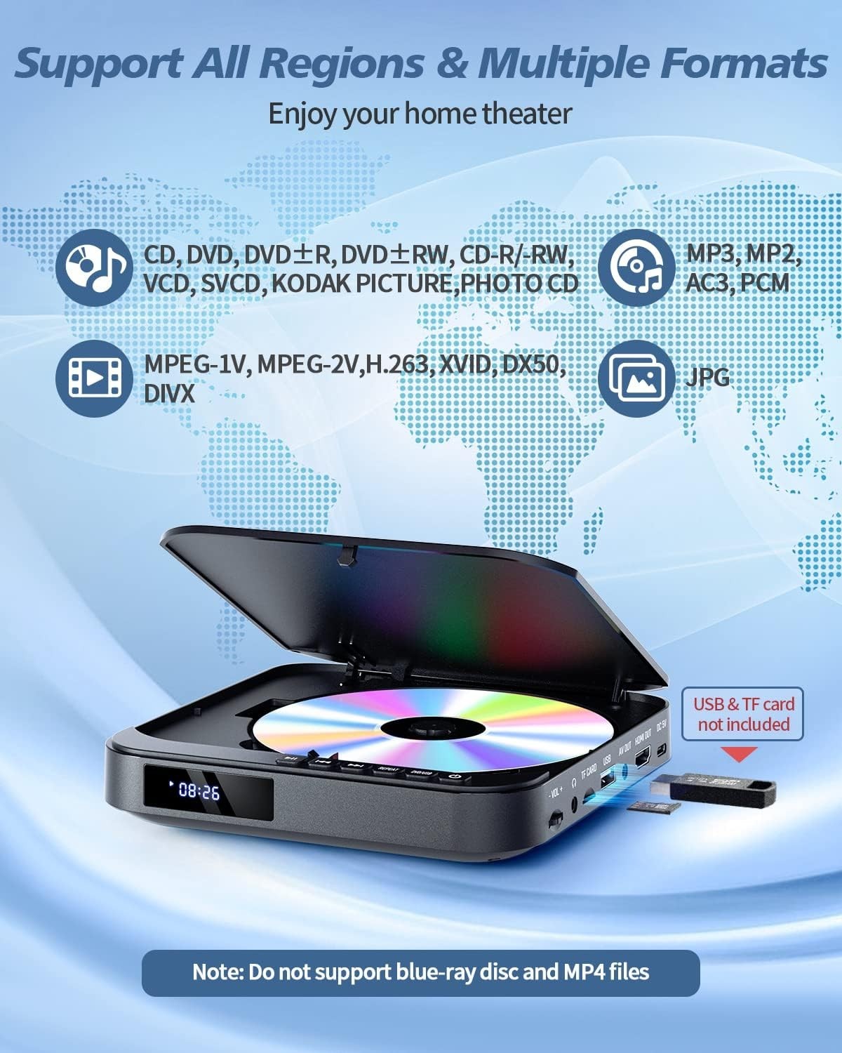 Mini DVD Player HDMI, DESOBRY 1080P HD Small Compact DVD Player for Smart TV