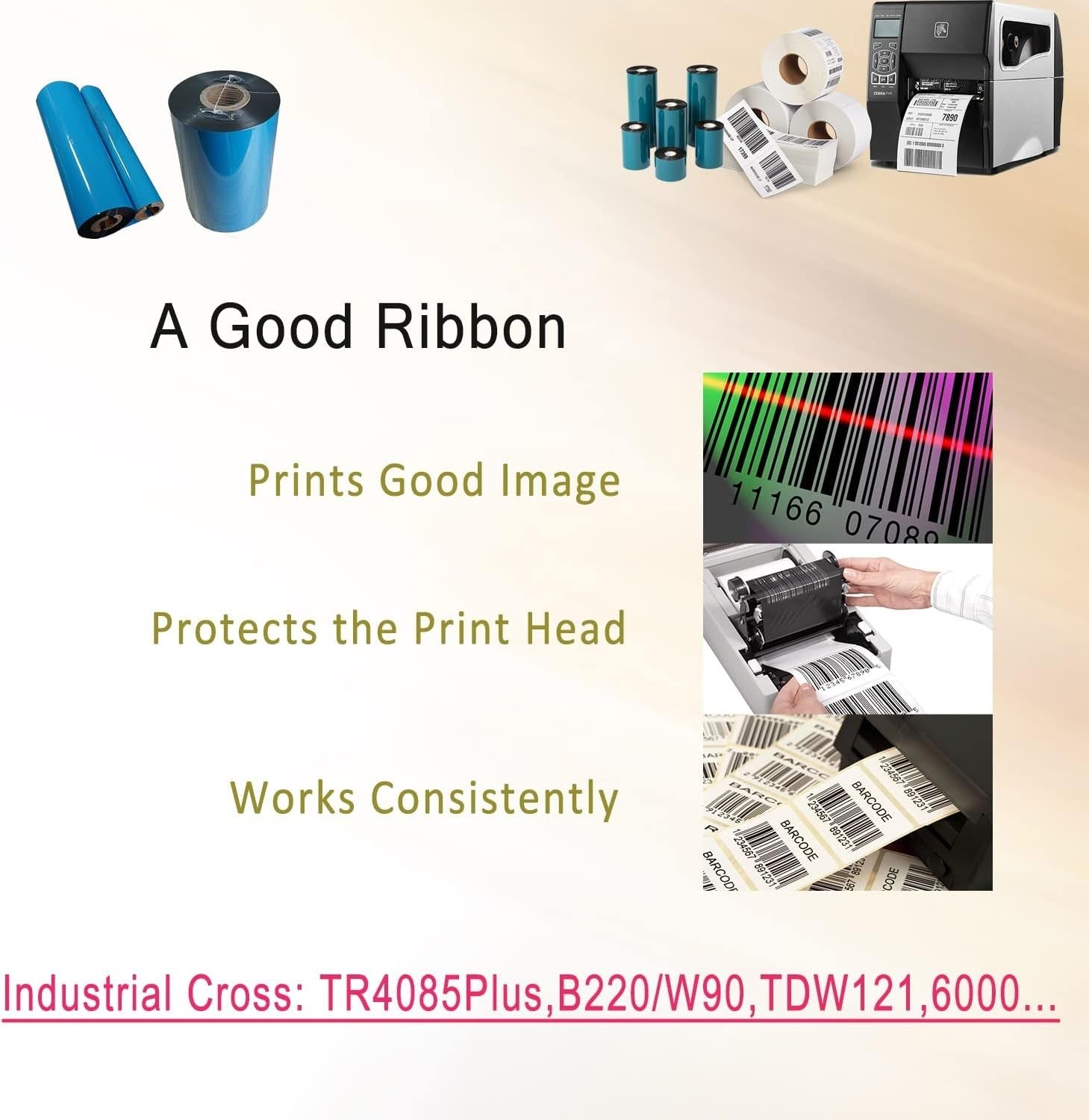 4.33" x 984' Resin-Enhanced Wax Ribbon 110mm x 300m 1" Core CSO for Zebra TSC Go