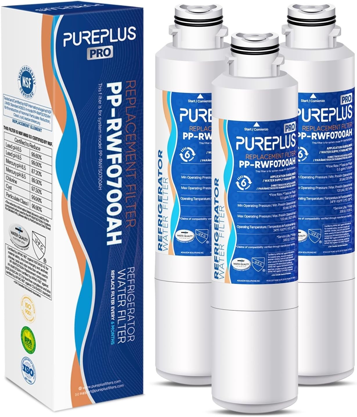 Pureplus Deluxe Replacement Water Filter PP-RWF0700AH for SAMSUNG Fridge 3 Pack