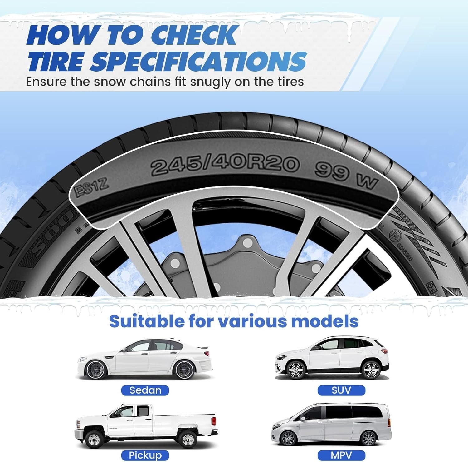 Auto-Trac Snow Tire Chains HKN160 | Auto-Adjusting | SUV & Truck | Set of 2