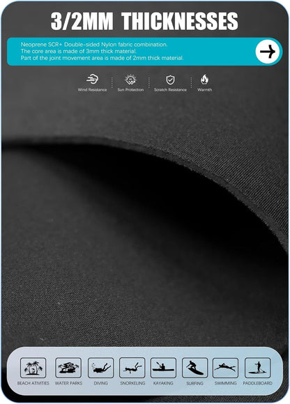 Hevto Kids 3/2mm Neoprene Wetsuit Youth Boys Girls Full Body Swim Surf Dive Suit