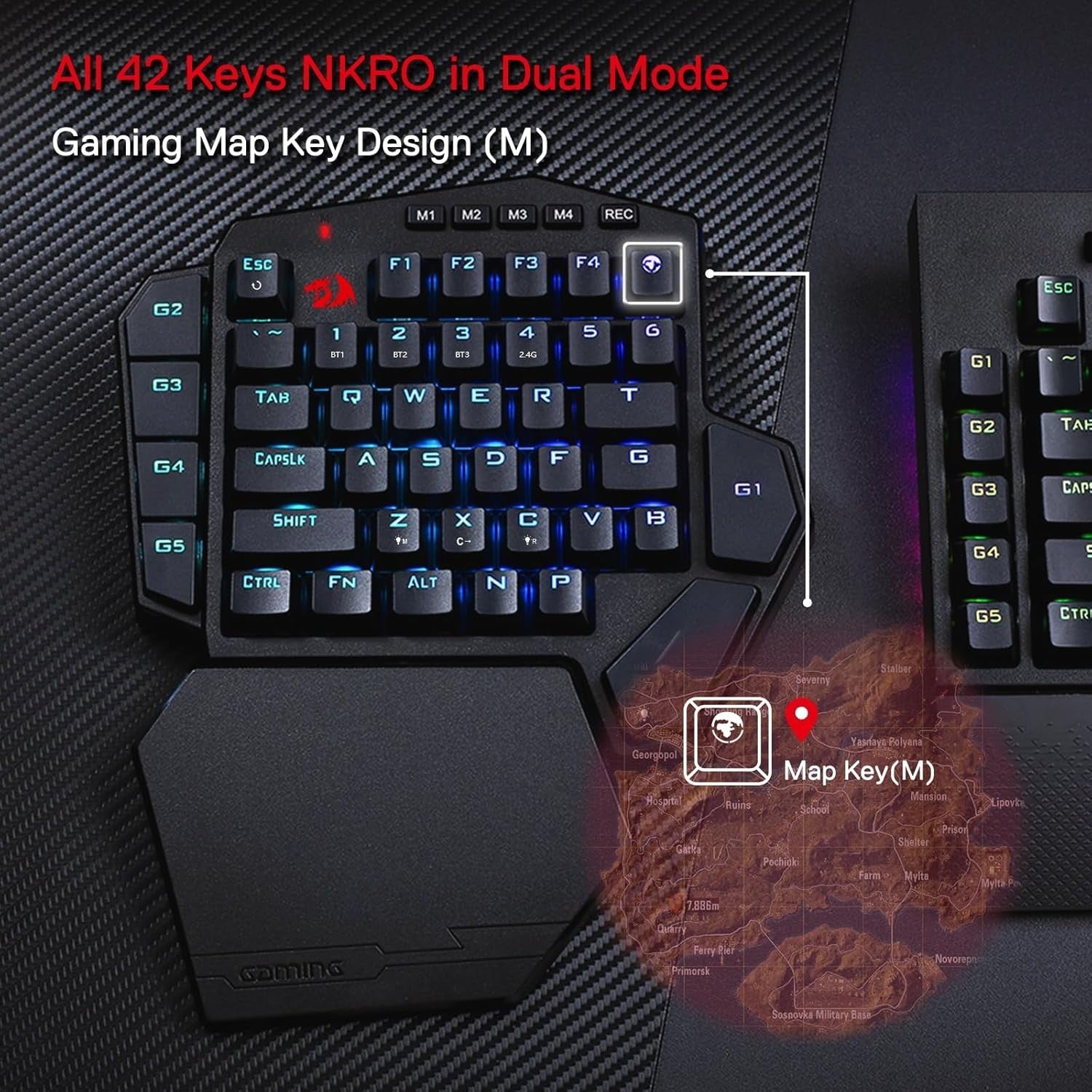 Redragon K585 DITI One-Handed RGB Mechanical Gaming Keyboard Rechargeable Blue
