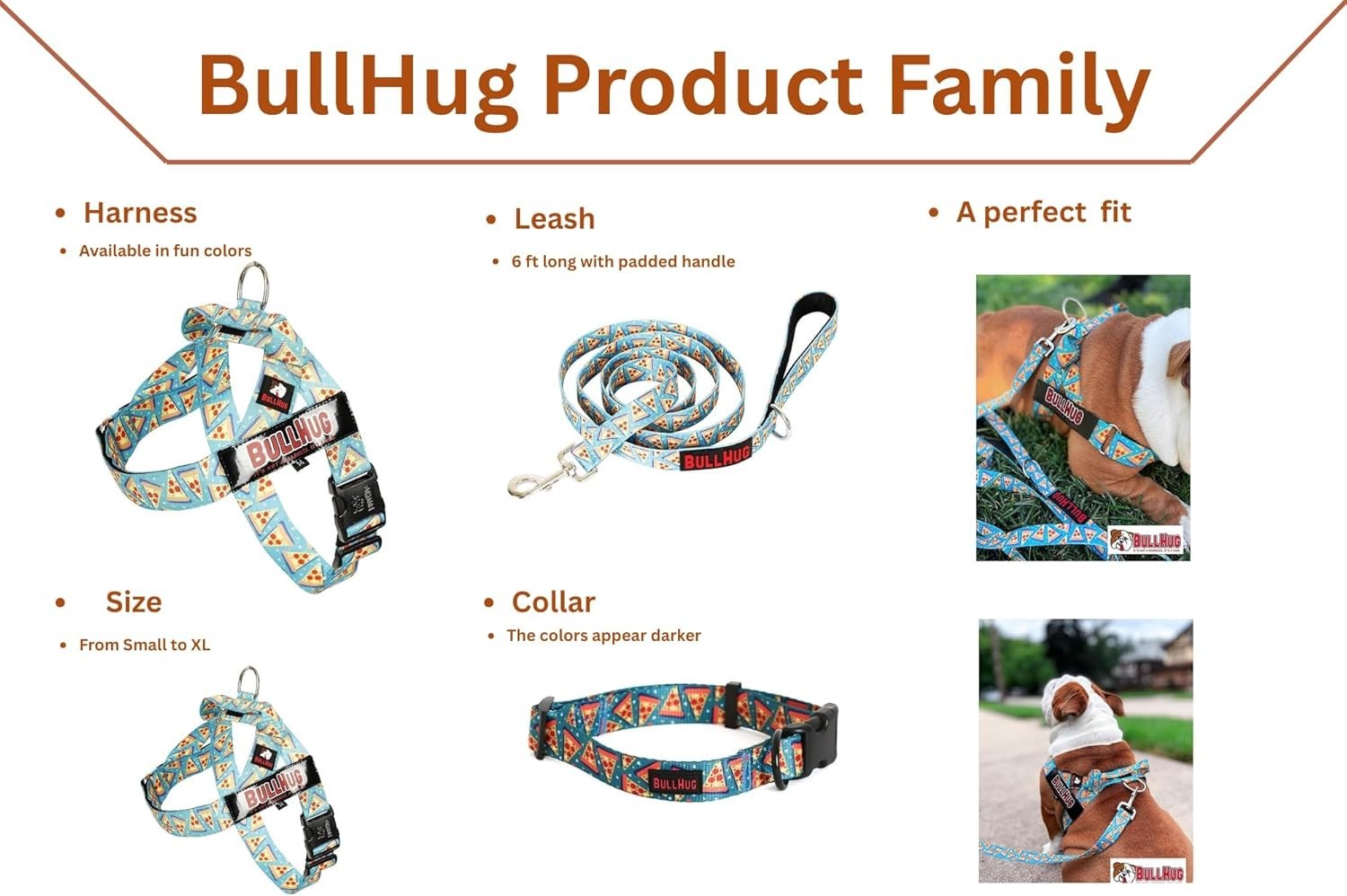 BULLHUG Adjustable Harness for bulldogs XL - Neck: 21"-26" Chest: 33"-36" BLACK