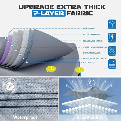 Pop Up Camper Cover 8'-10' Heavy Duty 7-Layer Waterproof RV Trailer Cover