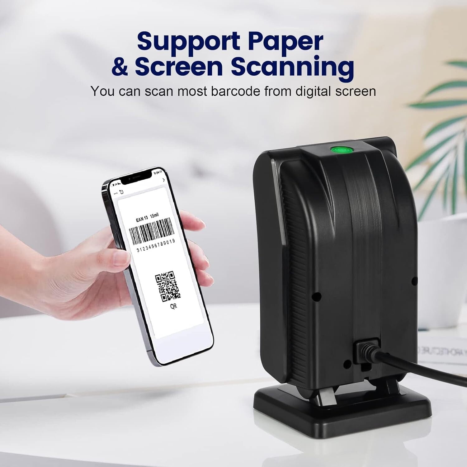 1D 2D Desktop Barcode Scanner Automatic Reader for Android Windows Computer POS