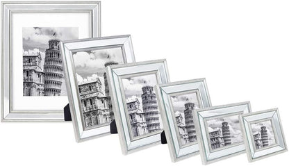 Isaac Jacobs 11x14 Silver Beveled Mirror Frame w/Mat for 8x10 Wall Display