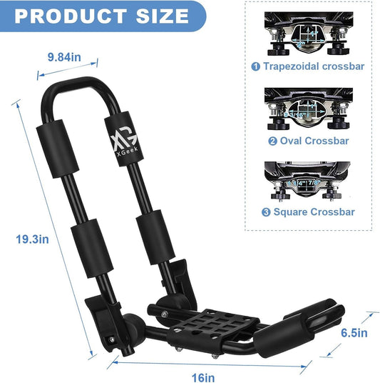 XGeek Foldable Kayak Roof Rack J-Style Carrier for Car SUV Truck 158 lb Capacity