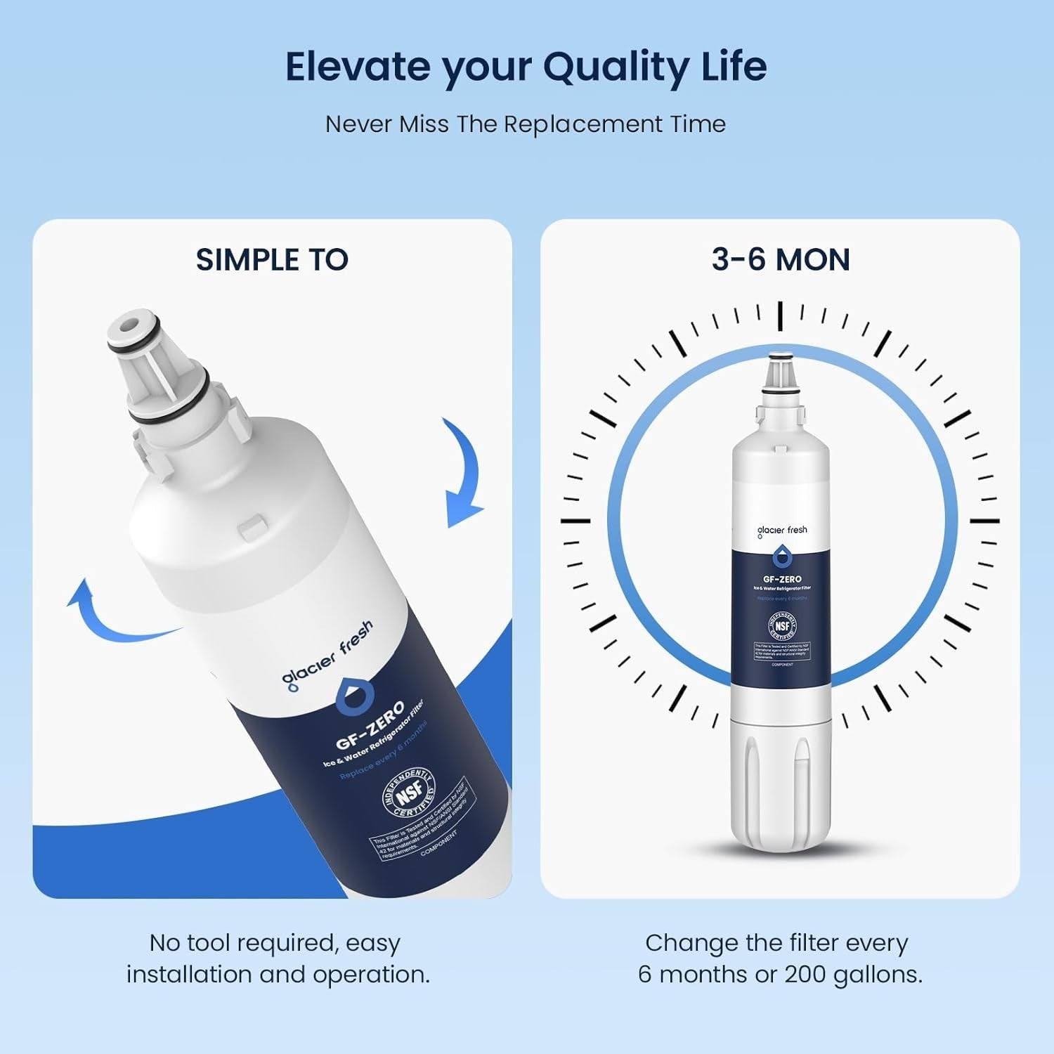 GLACIER FRESH Water Filter Replacement for Sub-Zero 4204490, 4290510, 9030868...