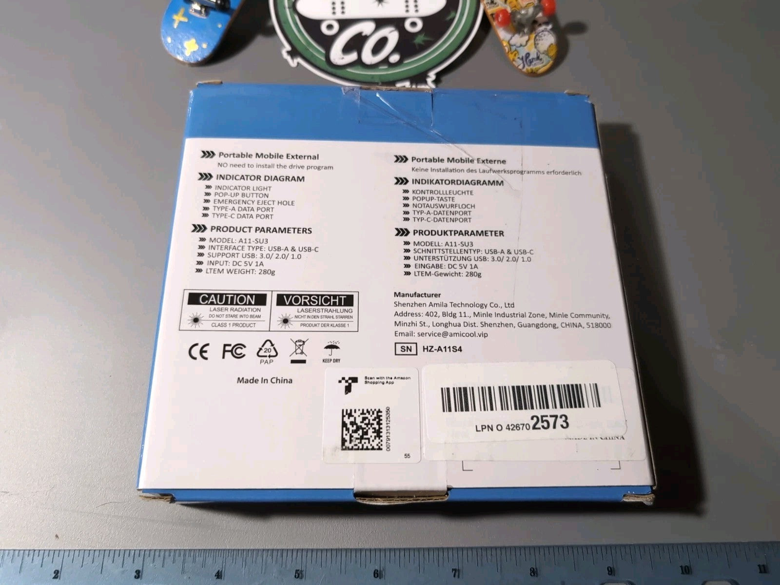 Amicool External DVD Drive USB 3.0 USB-C Portable CD DVD RW Burner Reader Black