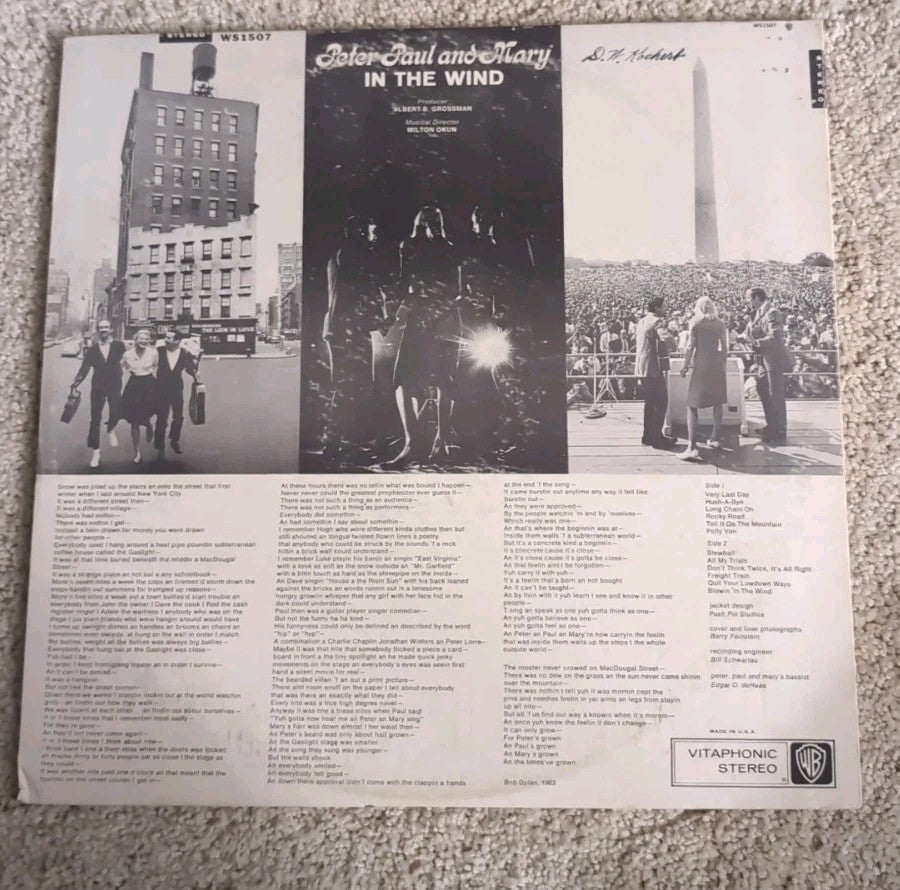 Peter Paul and Mary In the Wind  Stereo WB 1507 1963 Record Album Vinyl LP