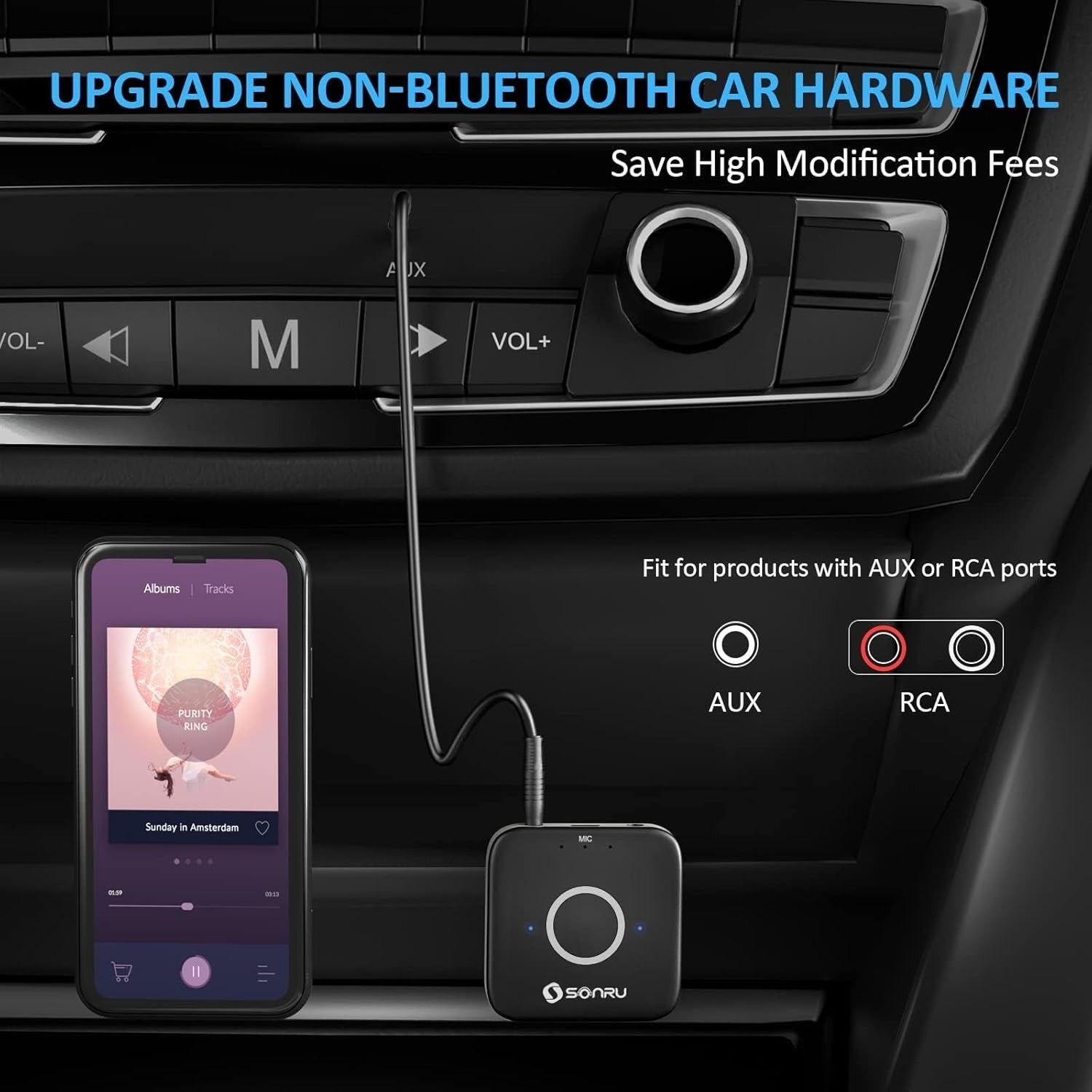 Bluetooth 5.3 Adapter Hi-Fi Equipment for Car Wireless Audio Receiver with 3.5Mm