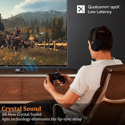 1Mii B06T6 Bluetooth 5.3 TV Transmitter – Dual Headphone Adapter, 100ft Range