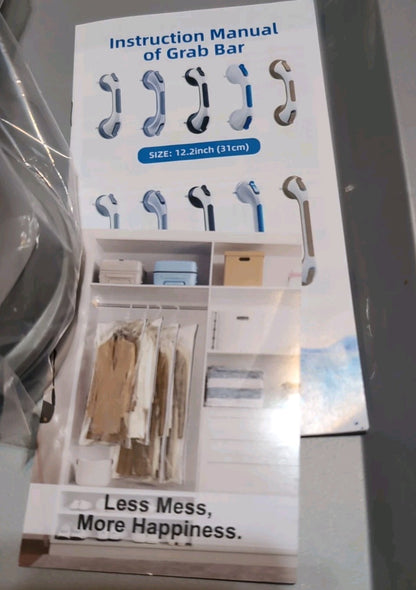  Shower Grab Bars 2 Pack, Suction Grab Bar Easy to Install 16.8” 2 Set Silver