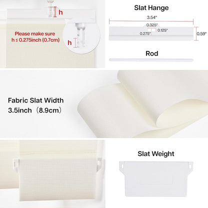 LazBlinds Fabric Vertical Blind Slats 82.5"x3.5" Light Filtering Off White 25pk