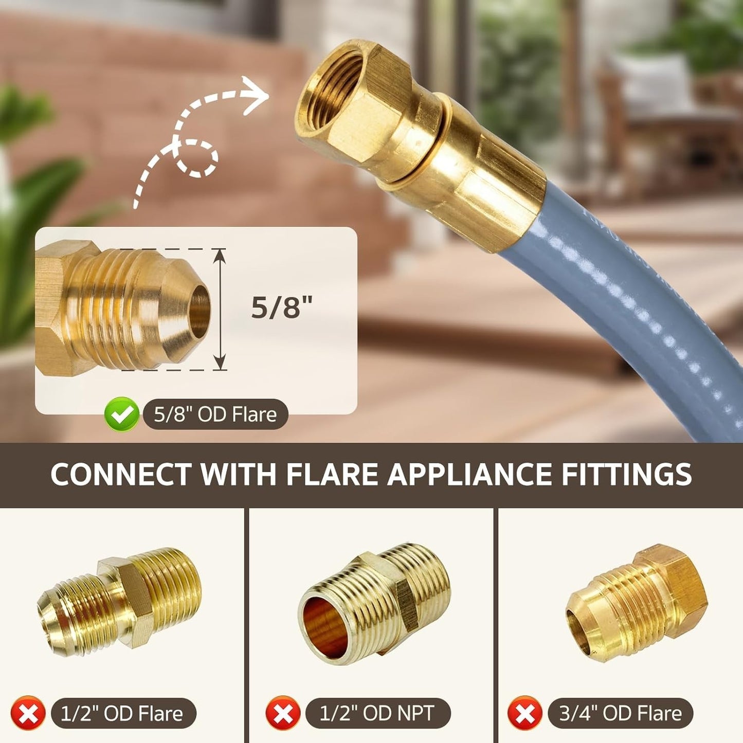 GASPRO 12ft Natural Gas Hose 3/8" ID Low Pressure Quick Connect NG Line