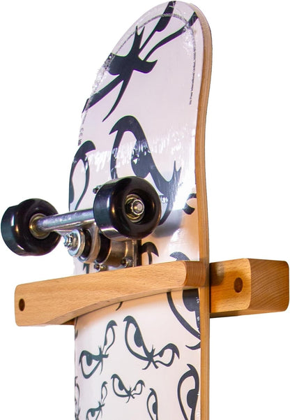 2 Pack Vertical Skateboard Wall Mount Wood Rack Holder Display Hanger Stand