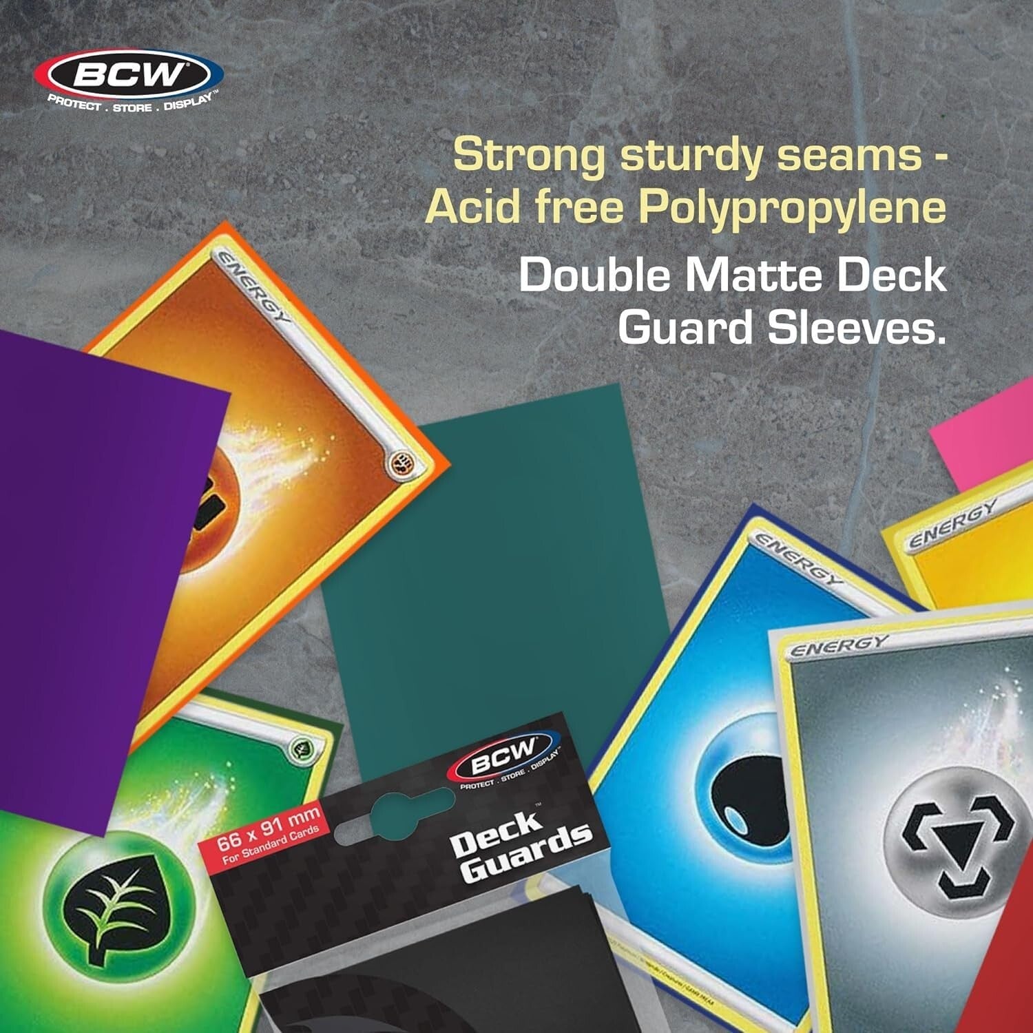 BCW Deck Guard - Double Matte Grey Card Sleeves - Acid Free, Archival Safe 50 Ct