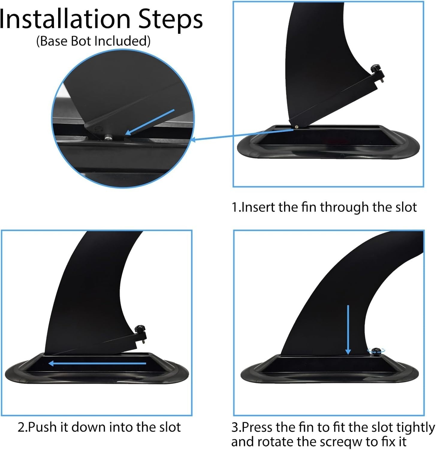 Paddleboard Fin - Easy Install, Screw-in Design, Detachable Sup Fin Replacement
