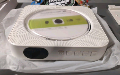 MICOCIOUS Bluetooth CD Player Portable Home Wall Mount FM USB Remote White