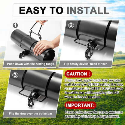 Tube Squirrel Trap Rust Resistant Trap 4.5'' Diameter with a Setting Tongs 2 Pcs
