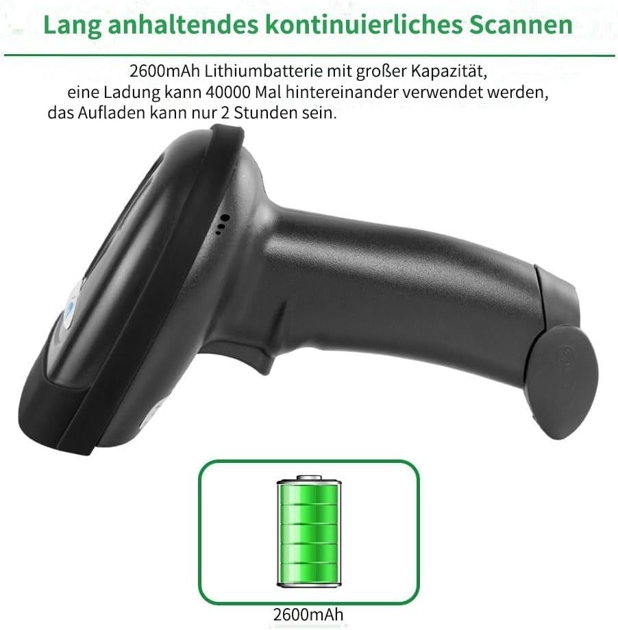 Bluetooth Barcode Scanner, Compatible w/ 2.4G Wireless & Bluetooth Function NEW