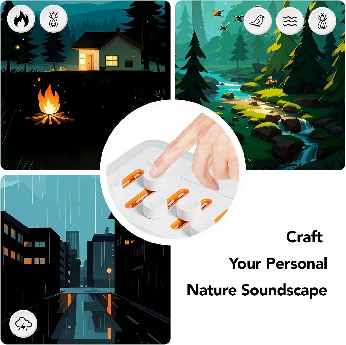 TAKOO 3-in-1 Sleep Sound Machine Bluetooth Speaker Night Light 12 Colors White