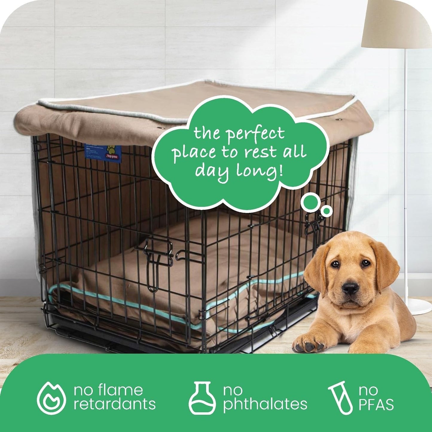 Molly Mutt Dog Crate Cover 36x24x27  Tan Cotton Canvas w/ Roll Up Panels