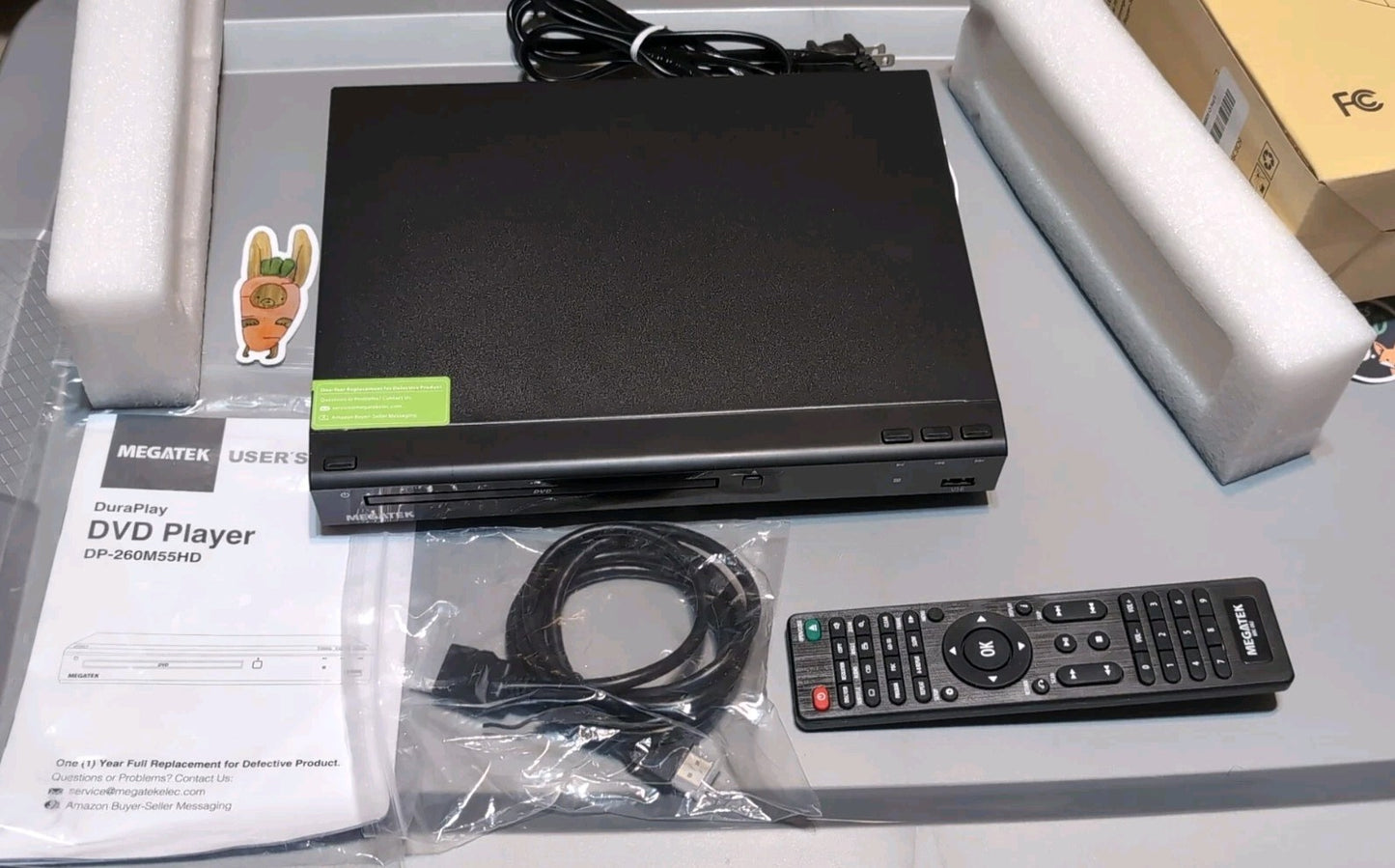 MEGATEK Region-Free HDMI DVD Player – Open Box – Missing RCA Cable – New