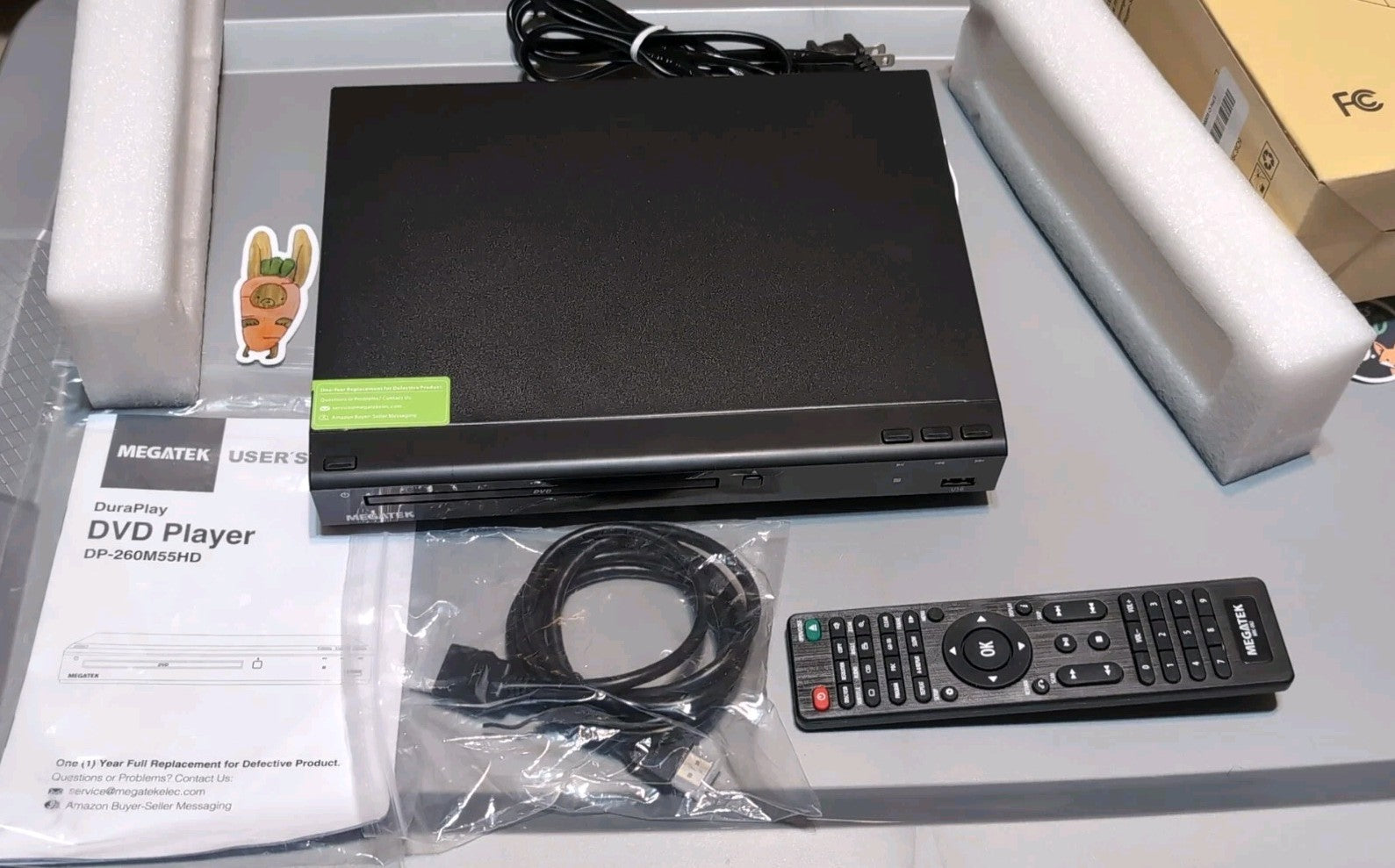 MEGATEK Region-Free HDMI DVD Player – Open Box – Missing RCA Cable – New