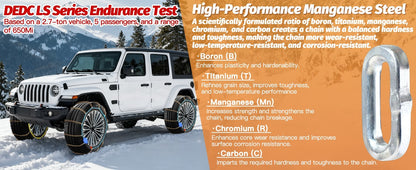 DEDC Auto Lock Snow Tire Chains, 50s Quick Easy, Manganese Steel Alloy Anti S