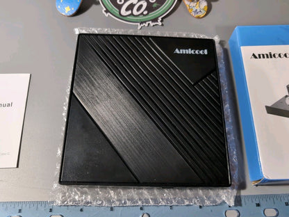 Amicool External DVD Drive USB 3.0 USB-C Portable CD DVD RW Burner Reader Black