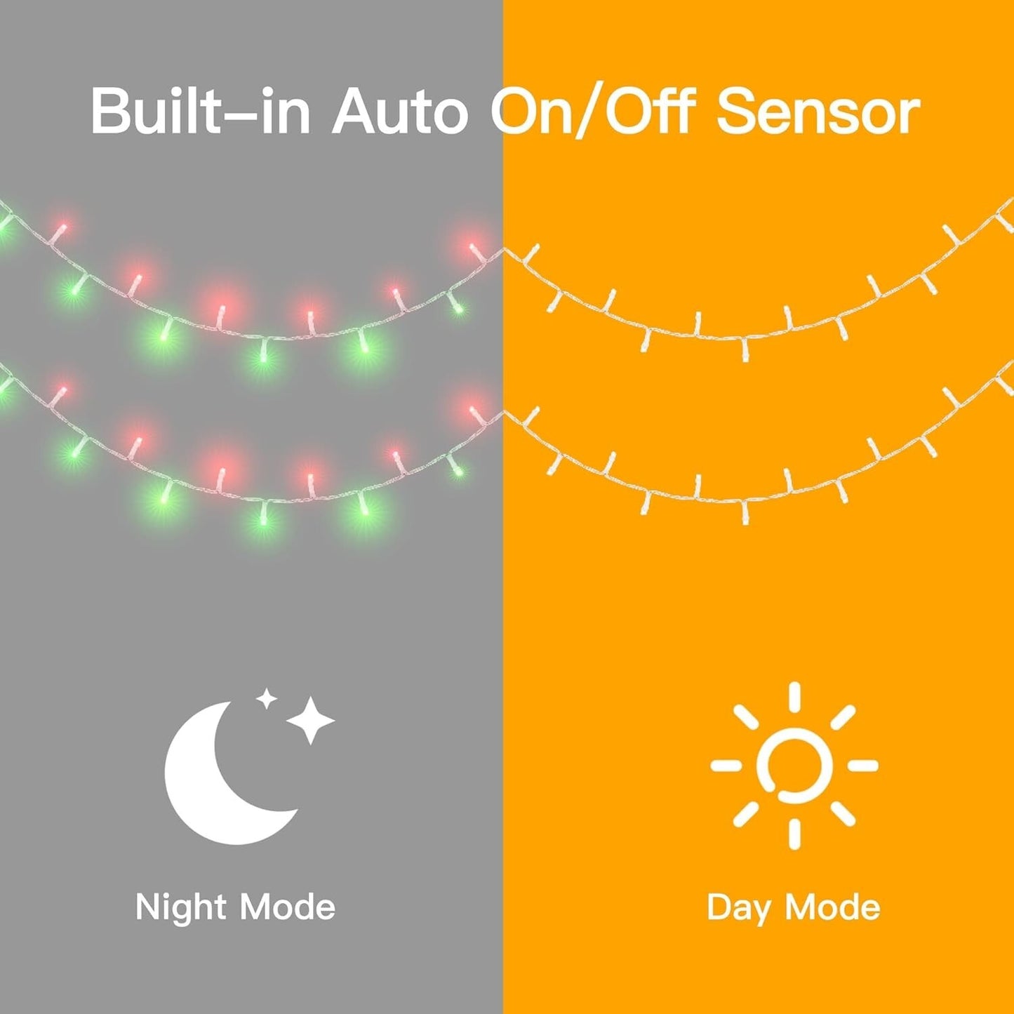 12 Modes Outdoor String Lights with Dusk to Dawn,174ft 500 LED Plug in Christ...