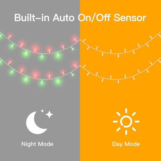 12 Modes Outdoor String Lights with Dusk to Dawn,174ft 500 LED Plug in Christ...