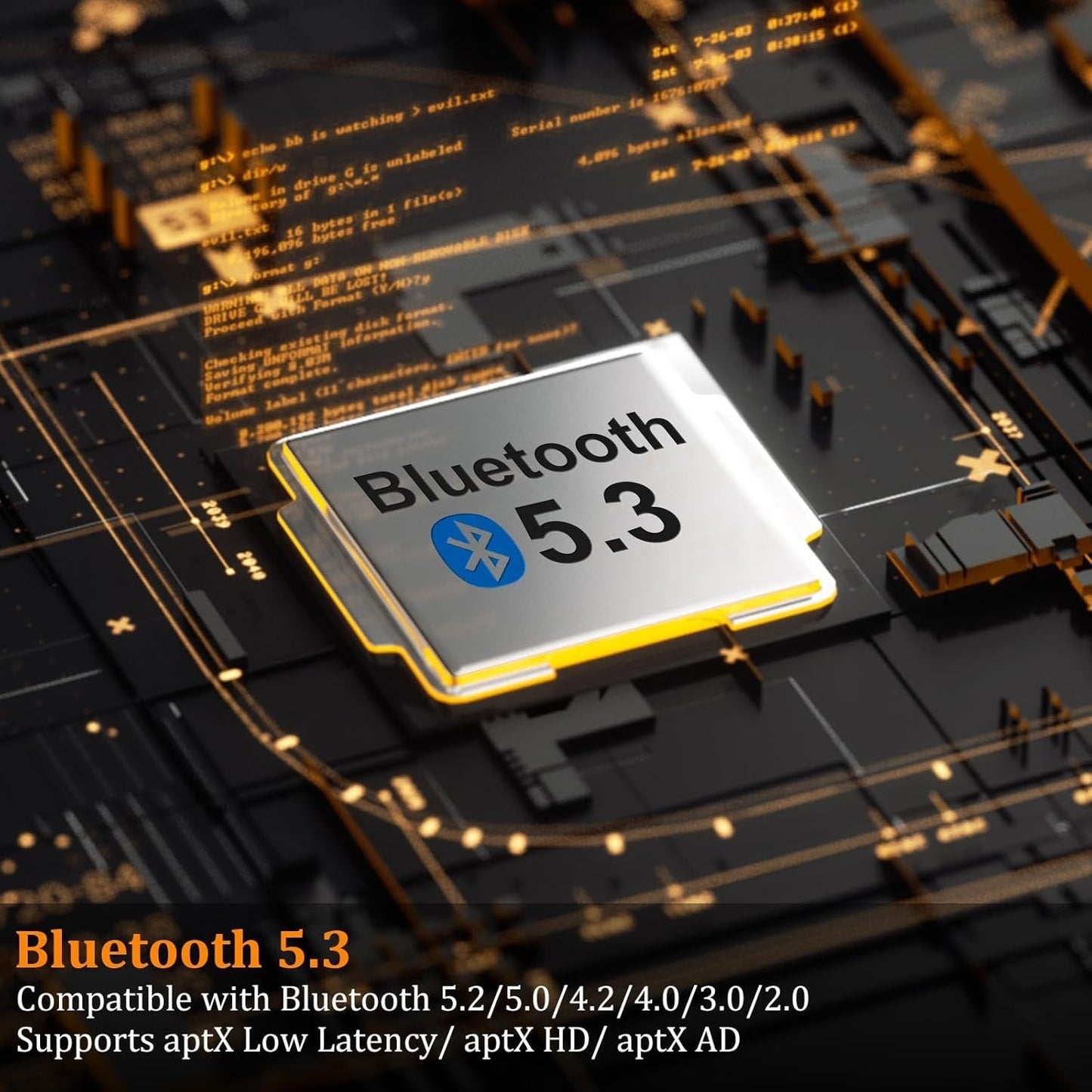 1Mii B06T6 Bluetooth 5.3 TV Transmitter – Dual Headphone Adapter, 100ft Range