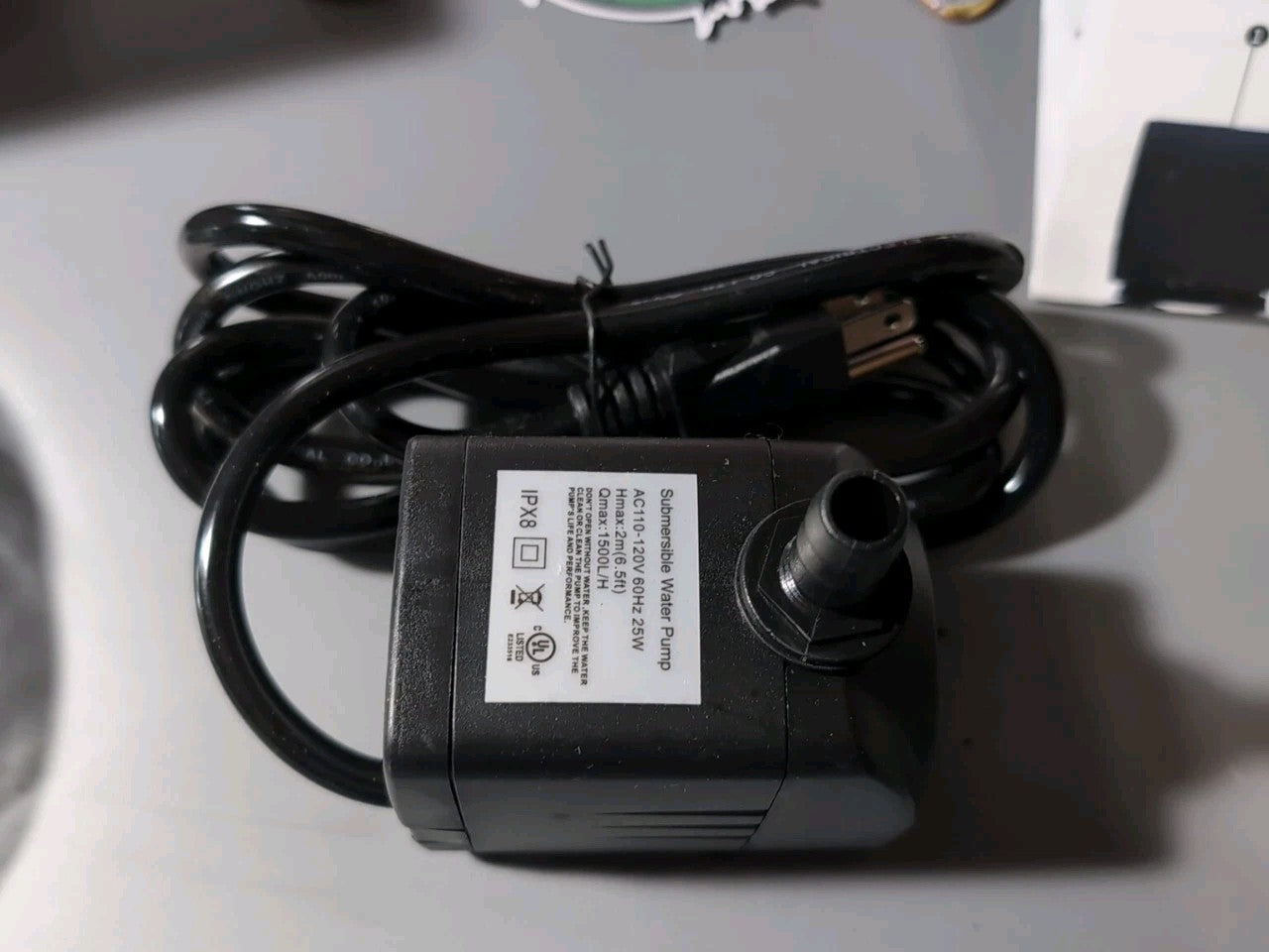 CWKJTOP 400GPH Submersible Water Pump 25W 6.5ft Lift w/ Tubing & Nozzles