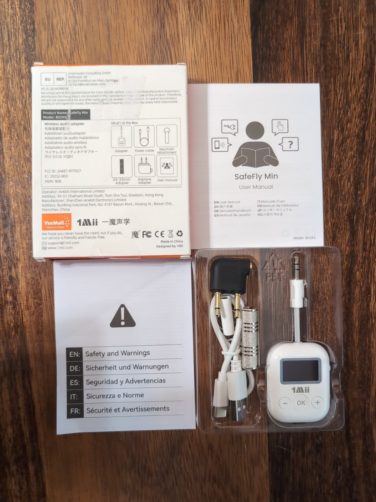 1Mii Bluetooth Transmitter - Low Latency Wireless Audio Aux for Headphone -White