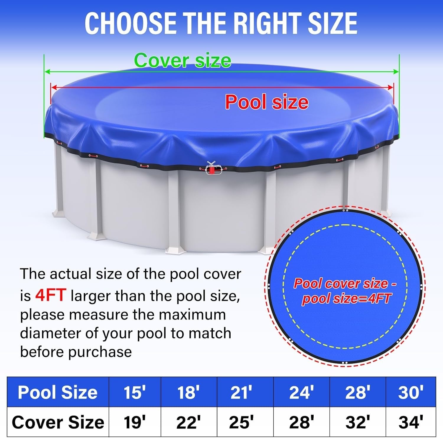 21ft Round Winter Pool Cover 500D Extra Thick Above Ground w Winch Cable