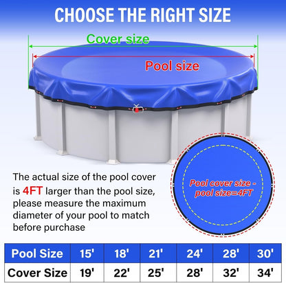 21ft Round Winter Pool Cover 500D Extra Thick Above Ground w Winch Cable
