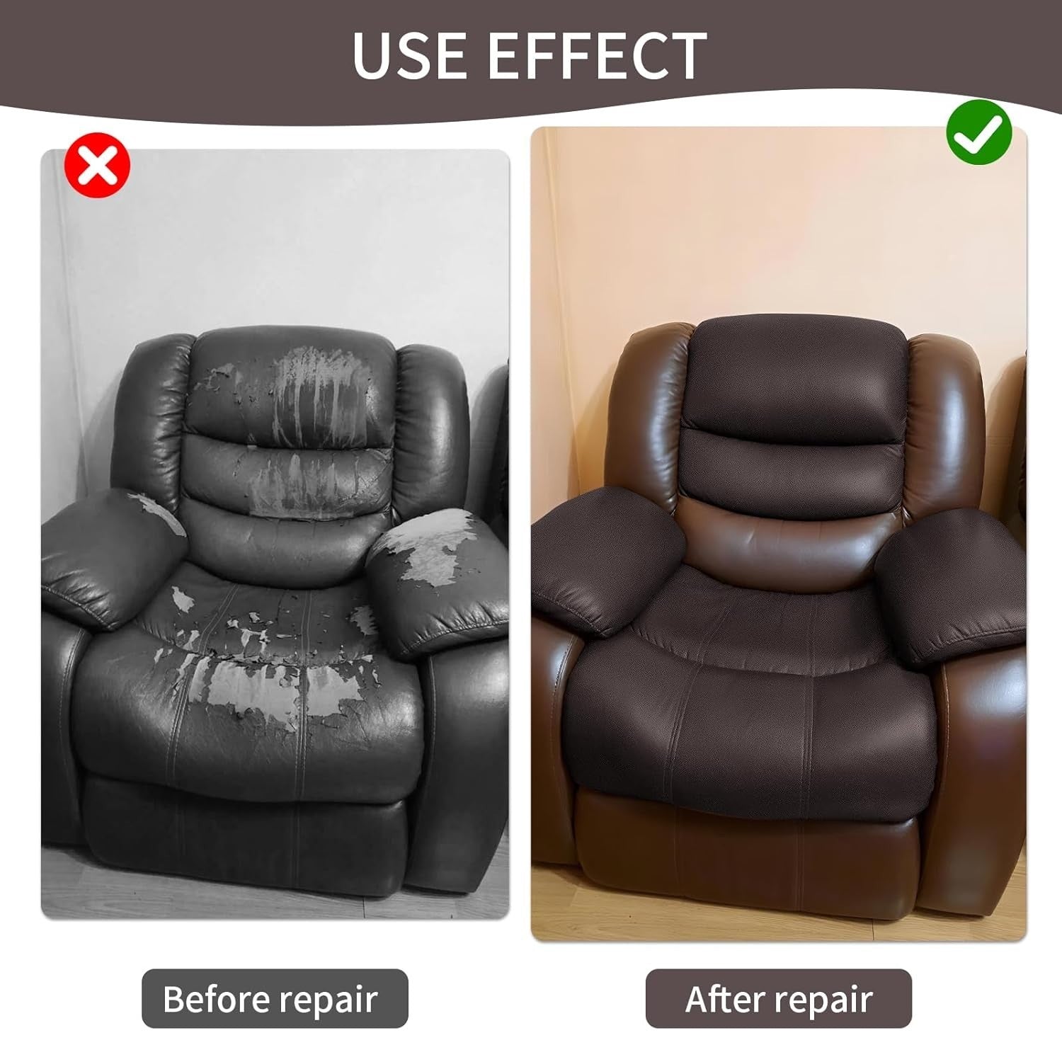 Leather Repair Tape Self Adhesive Leather Patch for Couch, Sofas Car Dark Brown