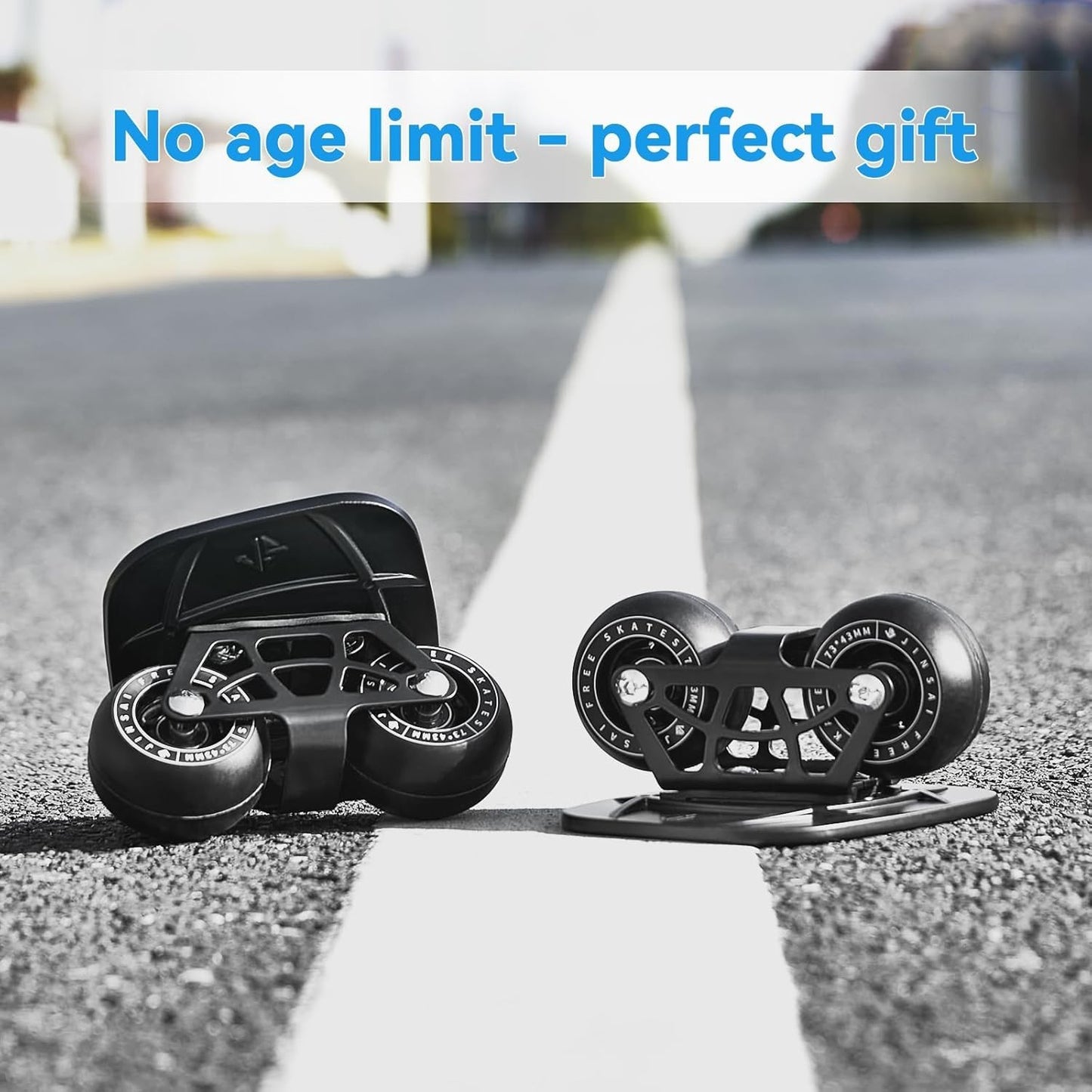 FreeSkates Portable Drift Skates Aluminum Deck 72mm PU Wheels Black