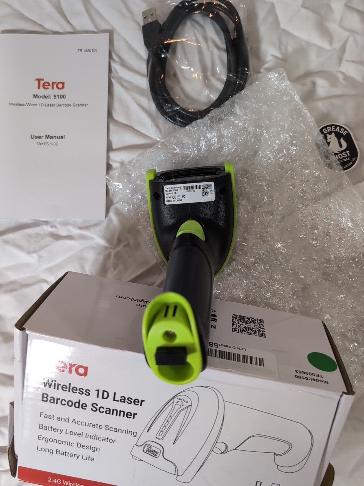 Tera Barcode Scanner Wireless Versatile Wireless + Wired USB Handheld Green NEW