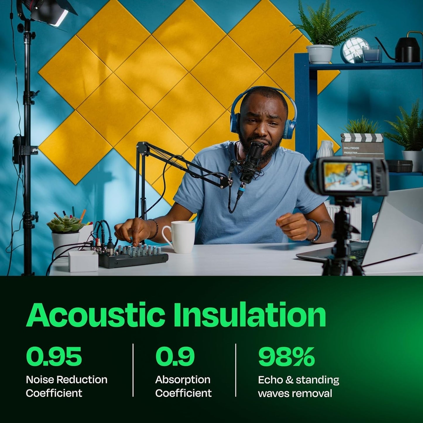 12-Pack Acoustic Wall Panels 12"x12"x0.4" High-Density Sound Dampening Tiles